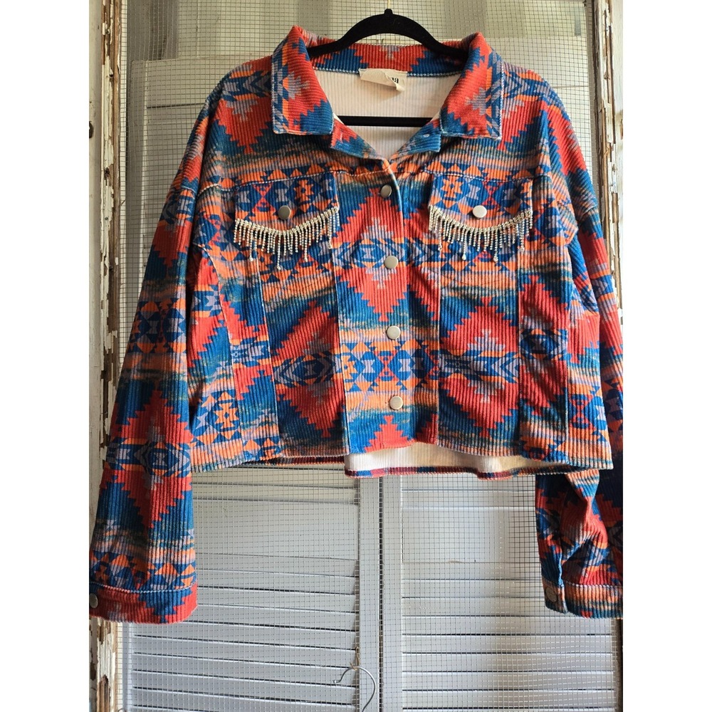 Savannah Jane Western  jacket Med Aztec print with rhinestones